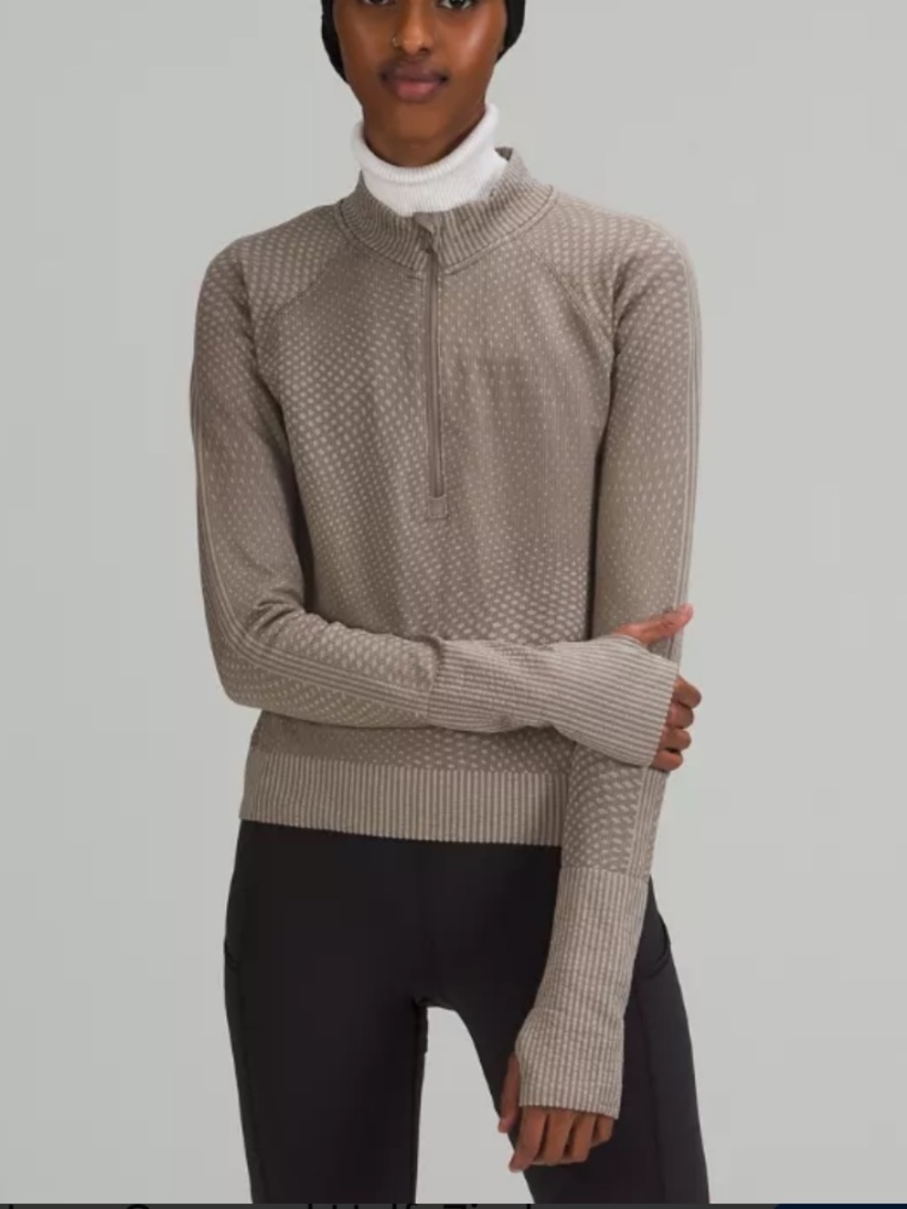 lululemon athletica Olive-Taupe Half-Zip Long Sleeve Top